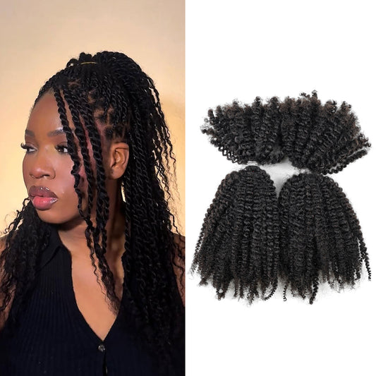 100% Human Hair Extensions Afro Kinky Bulk Hair Afro 4C for Braiding, Micro Twist,Locs