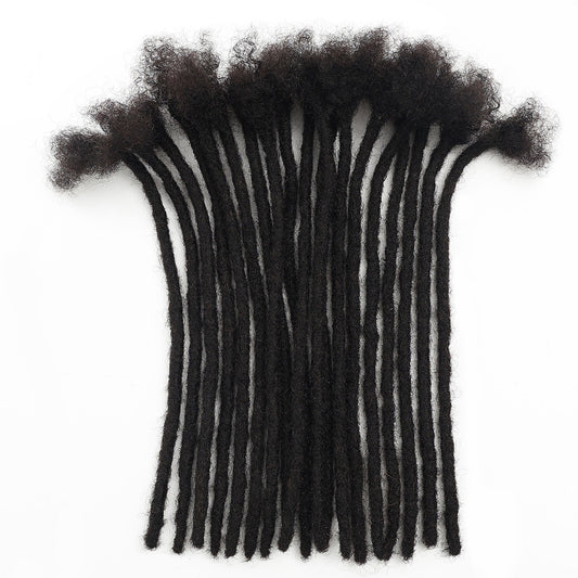 20strands/pack 0.6CM Human Hair Dreadlocks Soft Crochet Handmade Afro Kinky Dread Locs Extension for African