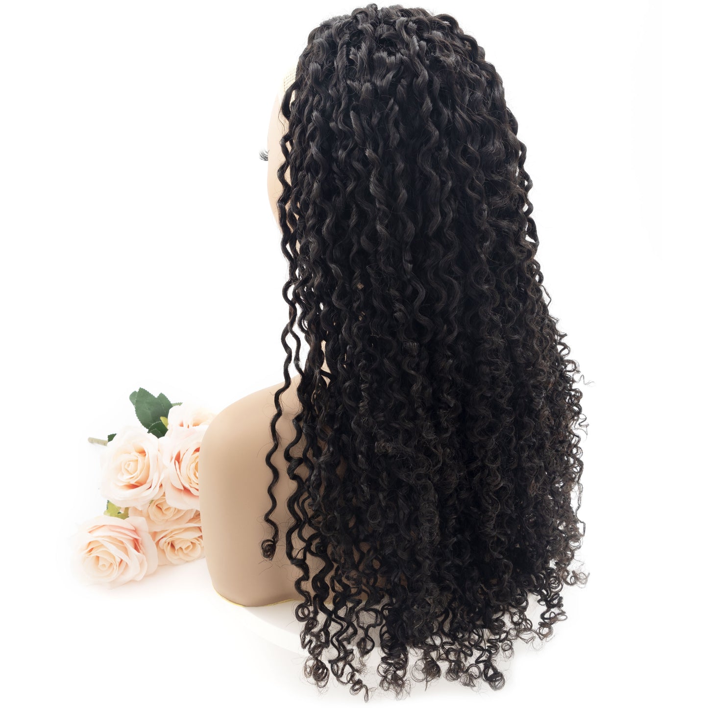 Wholesale 3 in 1 Half Wig Curly 180% Density Half Head Wig Curly Drawstring Seamless Clip In Human Wig No Glue