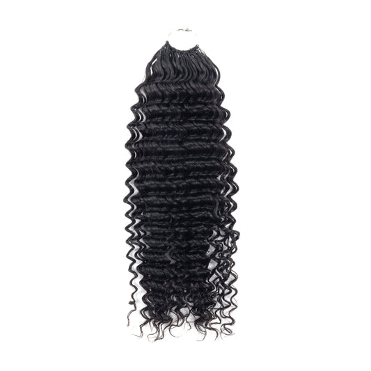 Maelove Deep Wave Crochet Hair Natural Black Hand Made Feather Human Hair Extension