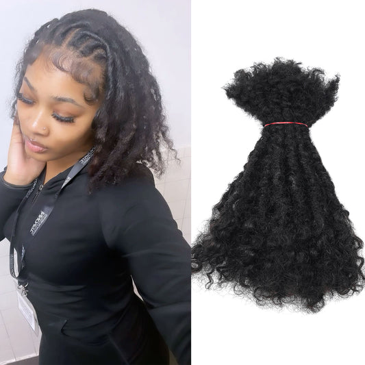 20strands/pack 0.6cm Curly End Tight Center Handmade Permanent Afro Kinky Reggae Dreadlocks Lisa Locs for Black Women