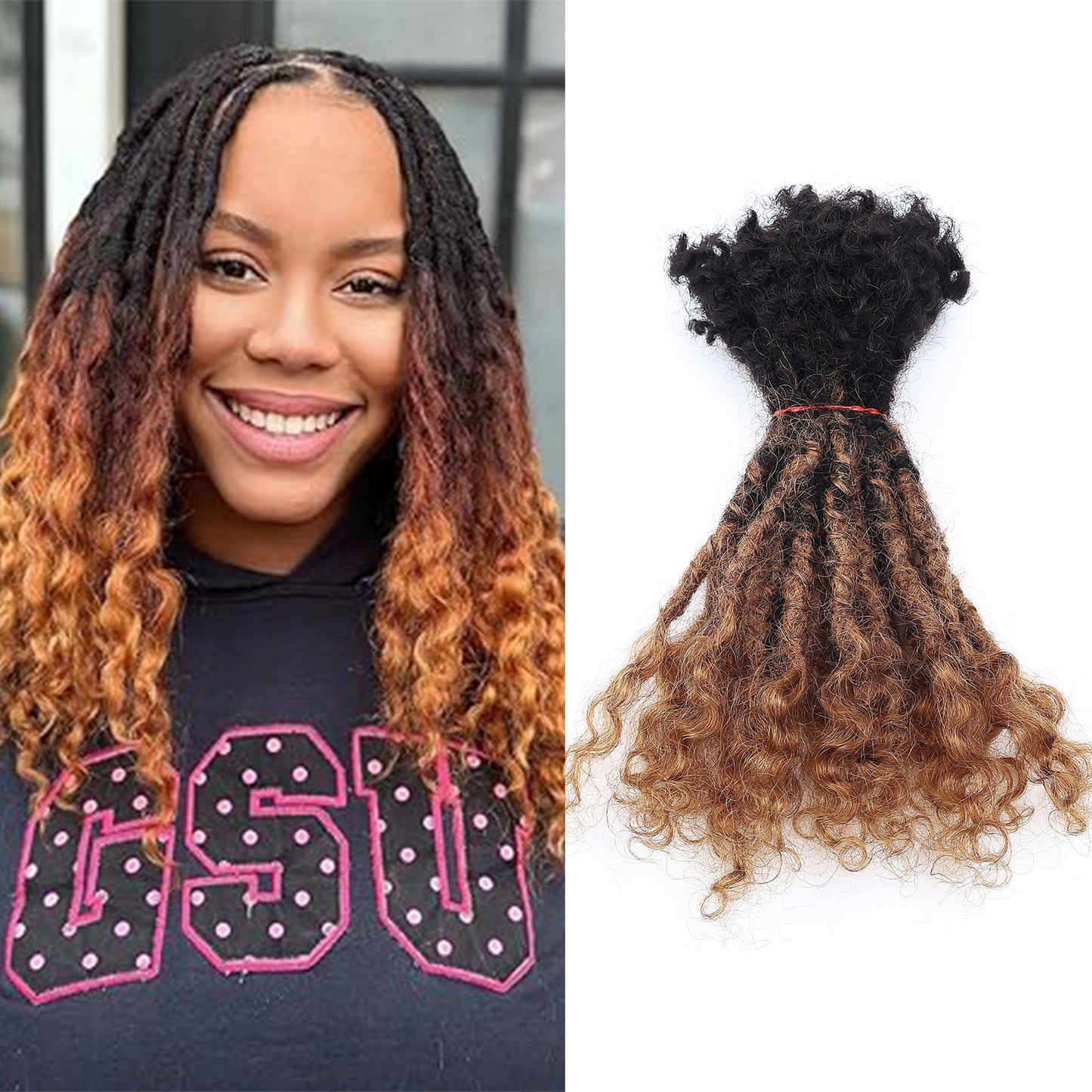 20strands/pack 0.6cm Curly End Tight Center Handmade Permanent Afro Kinky Reggae Dreadlocks Lisa Locs for Black Women