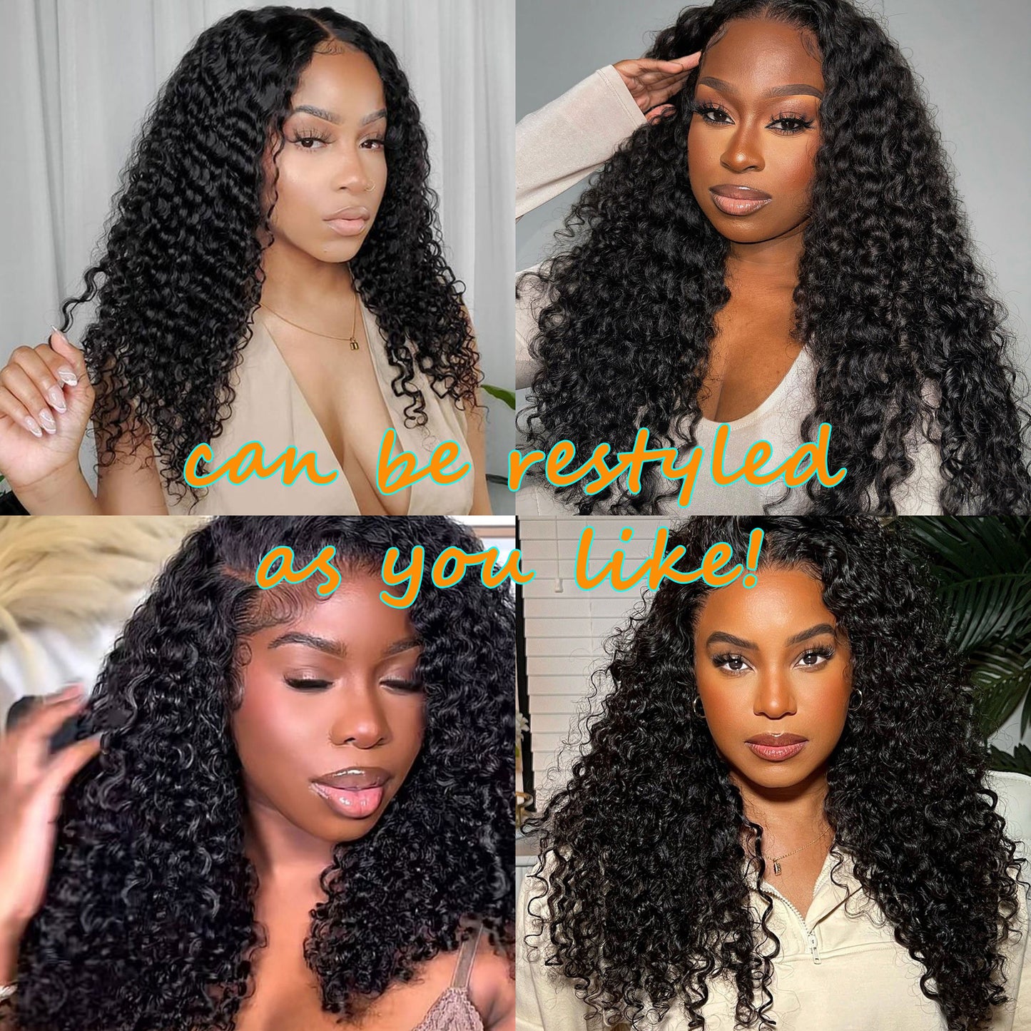 Wholesale 3 in 1 Half Wig Curly 180% Density Half Head Wig Curly Drawstring Seamless Clip In Human Wig No Glue