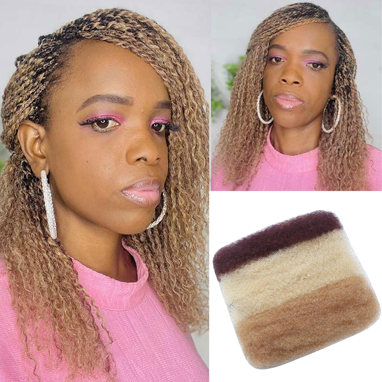 Maelove 3 In 1 Afro Kinky Bulk Three Colors #4/30/27 Human Hair For Braiding Dreadlock Hair