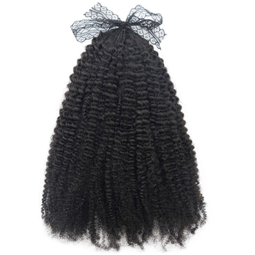 Natural Black Pre Looped Afro Kinky Curly Feather Crochet Human Hair Extension