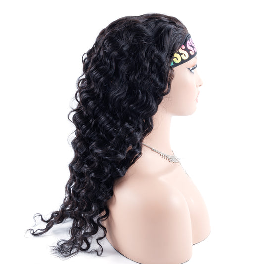 Human Hair Deep Wave 3 in 1 Half Wigs Wear and Go Glueless Wigs Drawstring Seamless Flip Over No Lace Wig for Beginner