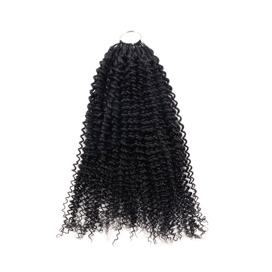 Maelove Kinky Curly Crochet Hair Natural Black Hand Made Feather Human Hair Extension