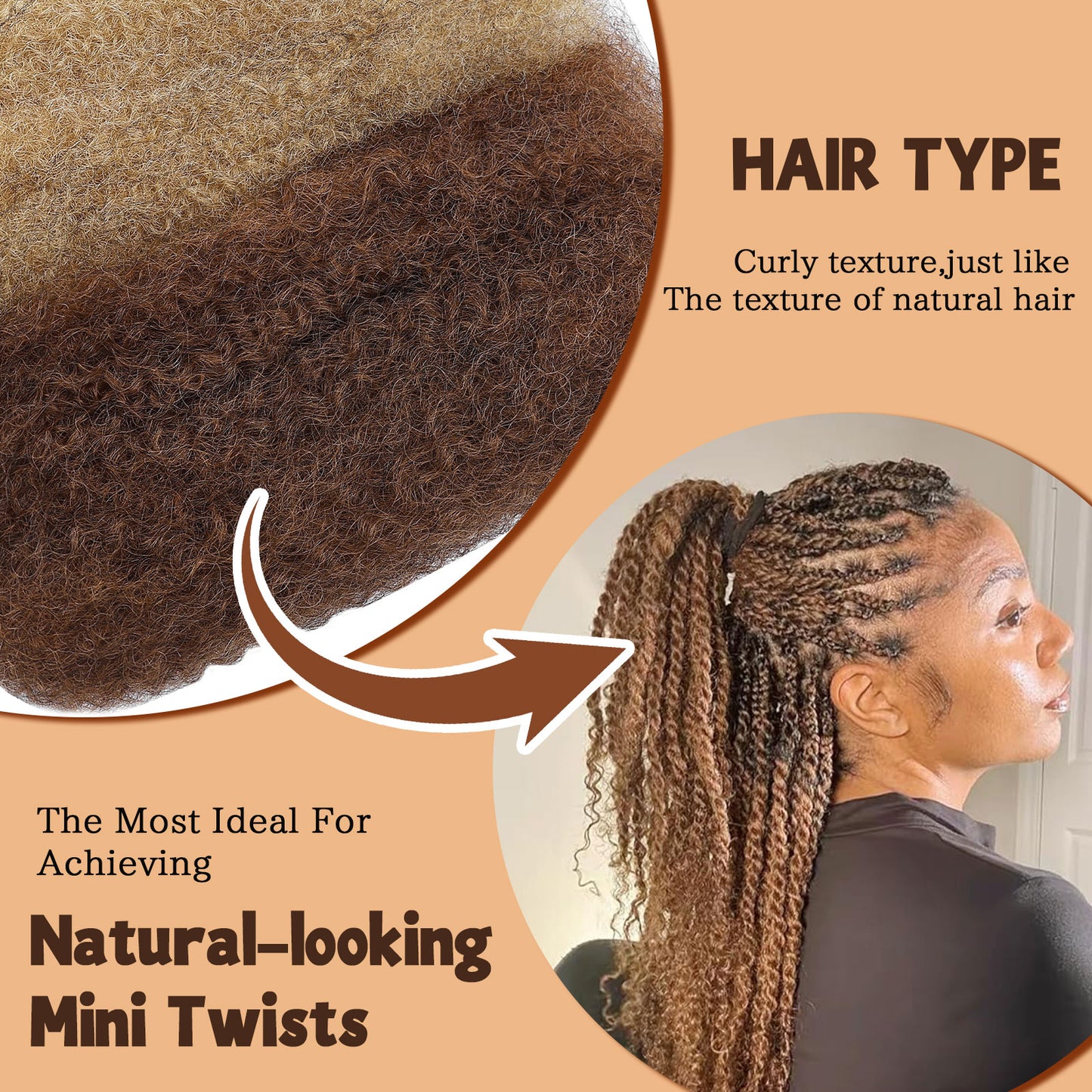 Maelove 3 In 1 Afro Kinky Bulk Three Colors #4/30/27 Human Hair For Braiding Dreadlock Hair