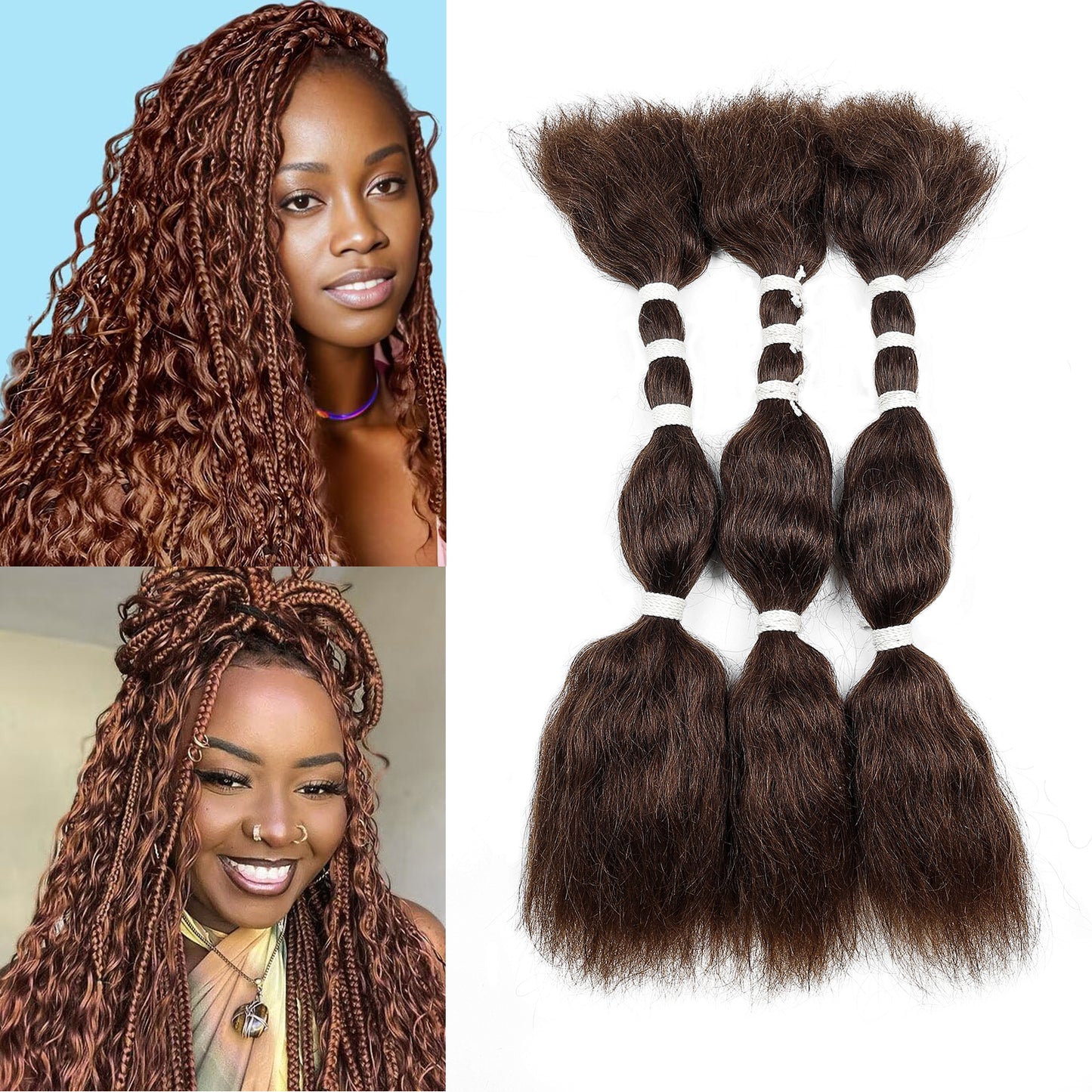 100g/pack Black Human Hair Bundles Wet and Wave Human Hair Extensions Bulk Hair for Braiding