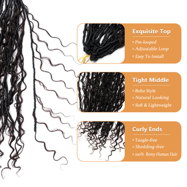 20Strands/pack 0.6cm Boho Braids Crochet Locs Hair 100% Human Hair Braiding Locs Extension for All Occasions