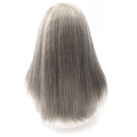 Pre Plucked Transparent 5x5 Hd Lace Front Wigs Glueless Yaki Straight Salt and Pepper Double Drown Human Hair Wigs for Woman