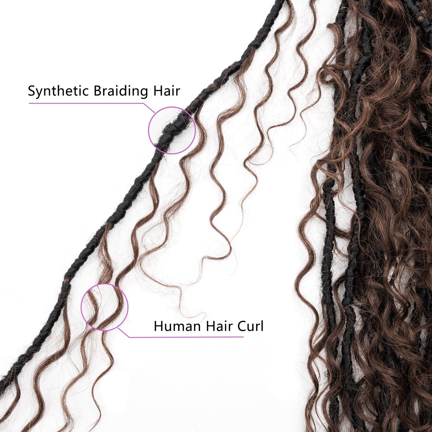20Strands/pack 0.6cm Boho Braids Crochet Locs Hair 100% Human Hair Braiding Locs Extension for All Occasions