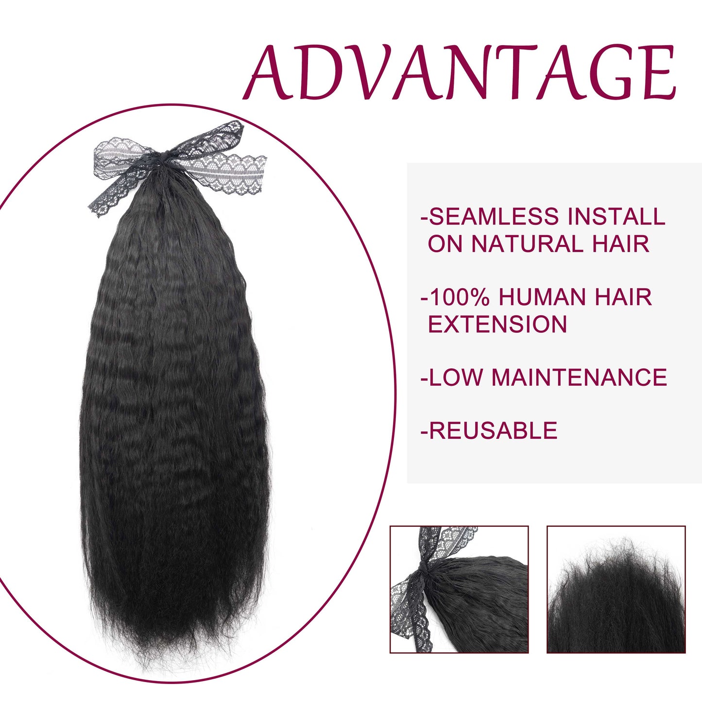 100% Human Hair Kinky Straight Feather Crochet Hair Extensions Crochet Braiding Hair for Any Occasion