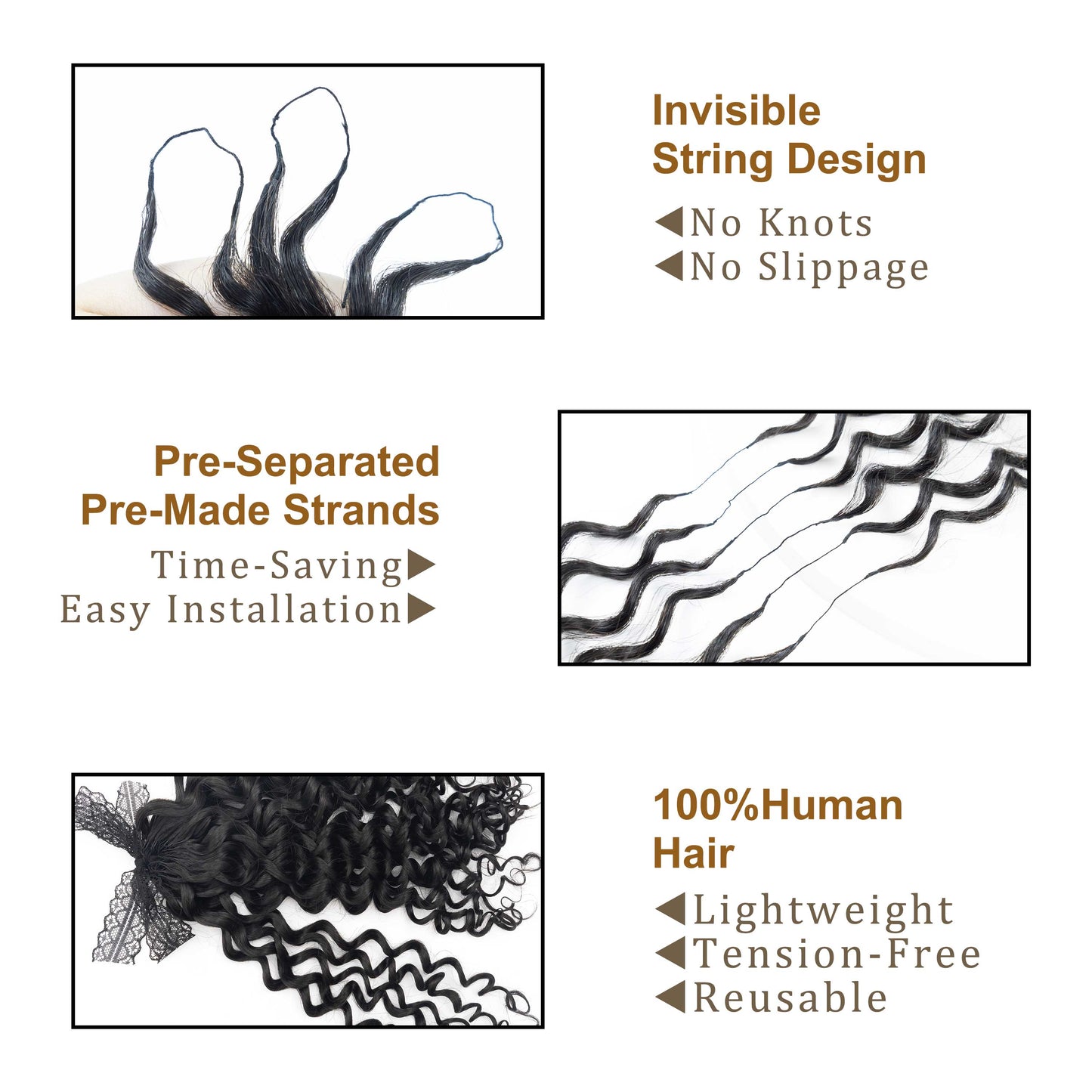 High Quality 100% Real Hair Natural Color Deep Curly Feathers Crochet Hair Extensions