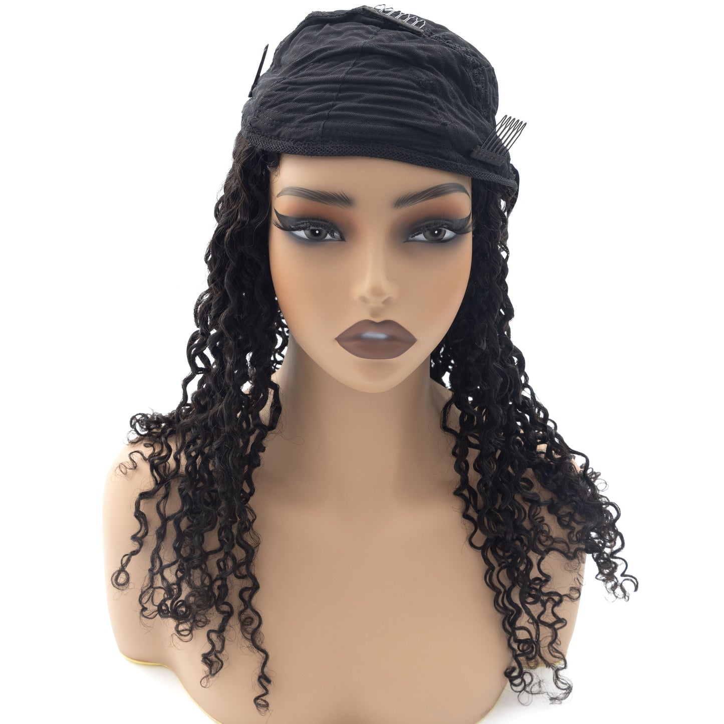 Wholesale 3 in 1 Half Wig Curly 180% Density Half Head Wig Curly Drawstring Seamless Clip In Human Wig No Glue