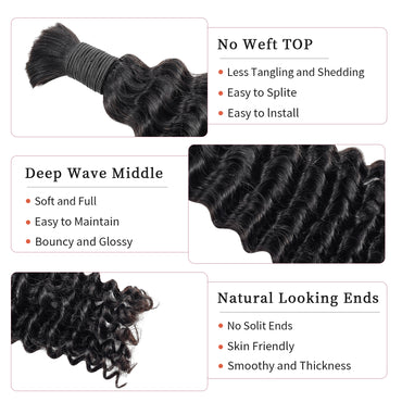 100g/bundles High Quality Deep Wave Human Hair Bundles 100% Human Hair Extension Curly Bundles for Braiding Boho Style