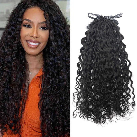 Maelove Feather Crochet Hair Pixie Curly Natural Black 100% Human Hair Extension for Boho Styles