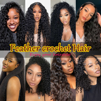 Maelove Feather Crochet Hair Pixie Curly Natural Black 100% Human Hair Extension for Boho Styles