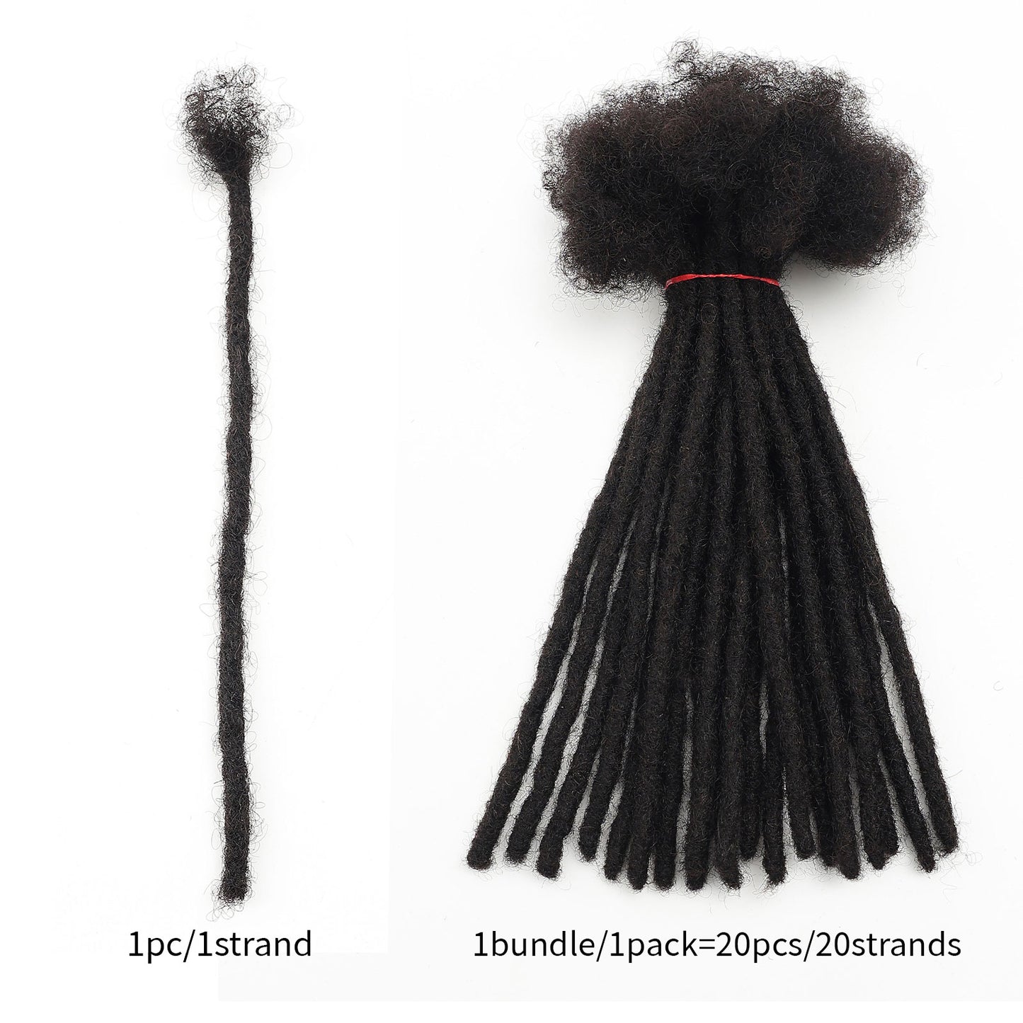 20strands/pack 0.6CM Human Hair Dreadlocks Soft Crochet Handmade Afro Kinky Dread Locs Extension for African