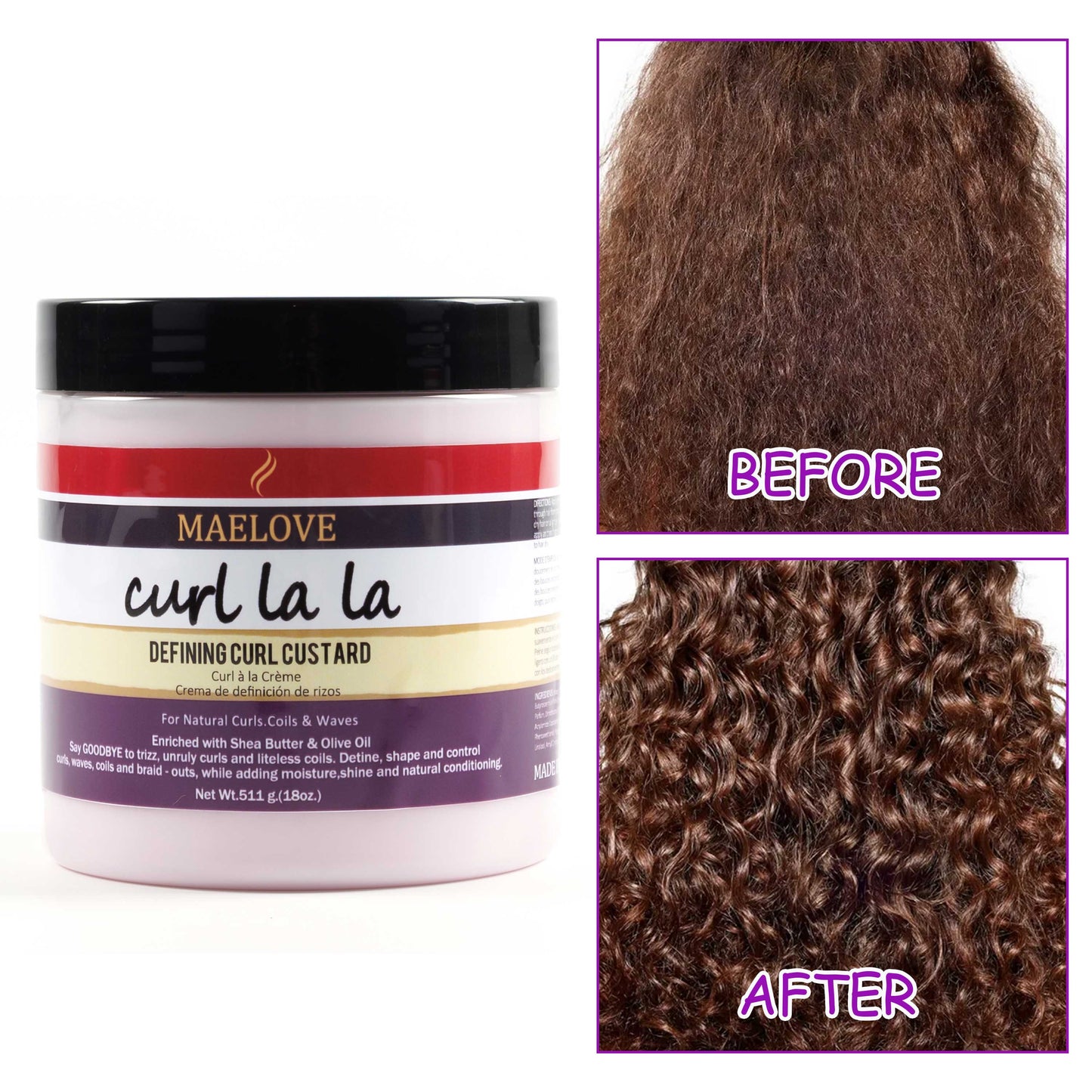 Private Label Bouncy Curl Define Styling Curly Hair Cream Baby Curling Custard Kids Defining Curling Cream for 4C Hair