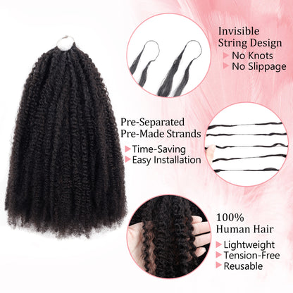 Maelove Soft Afro Kinky Curly Feather Crochet Braid Natural Black Wavy Human Hair Extensions