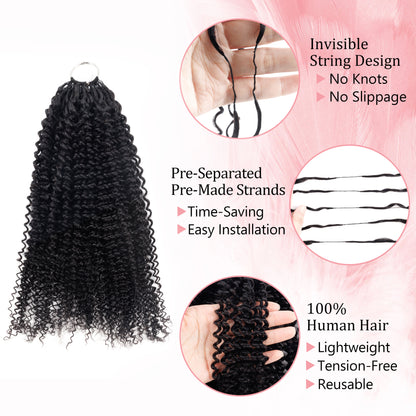 Maelove Kinky Curly Crochet Hair Natural Black Hand Made Feather Human Hair Extension