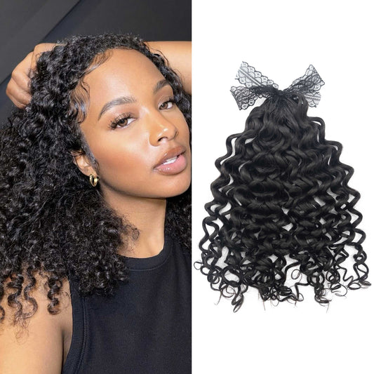 High Quality 100% Real Hair Natural Color Deep Curly Feathers Crochet Hair Extensions