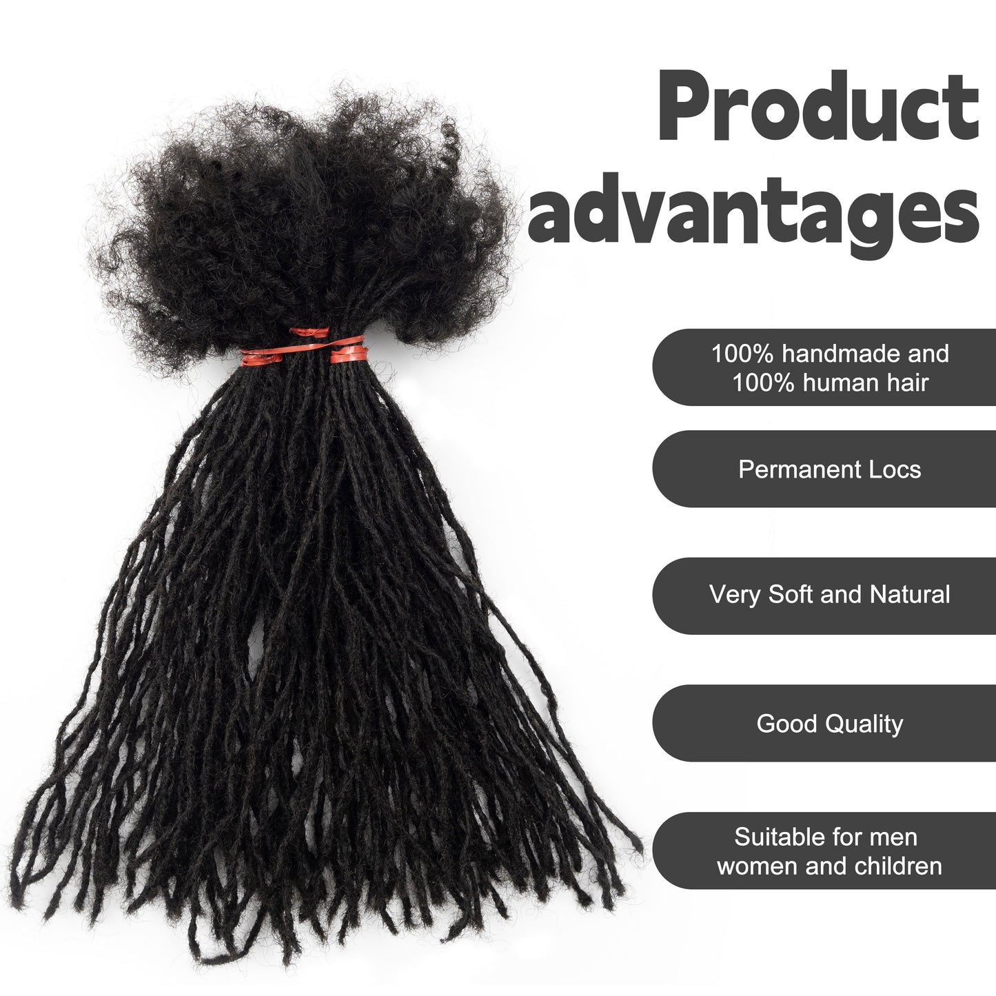 20Strands/pack Small Size Locs Extensions Interlocs Dreadlocks Extensions 100% Human Hair Handmade for Blackwoman