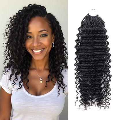 Maelove Deep Wave Crochet Hair Natural Black Hand Made Feather Human Hair Extension