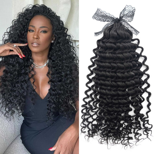 High Quality Deep Wave Feather Micro Loop Crochet Hair Extensions for Black Woman
