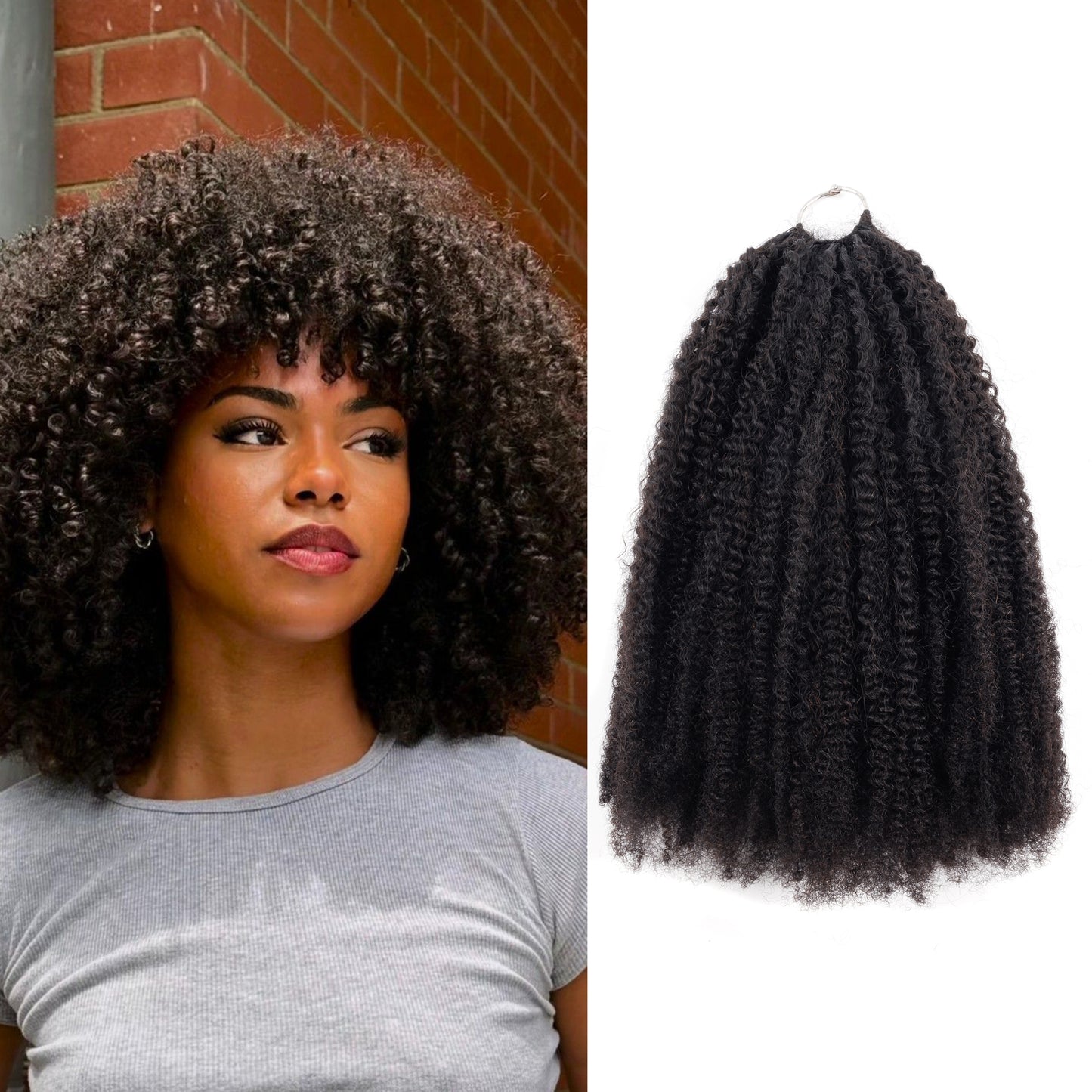 Maelove Soft Afro Kinky Curly Feather Crochet Braid Natural Black Wavy Human Hair Extensions