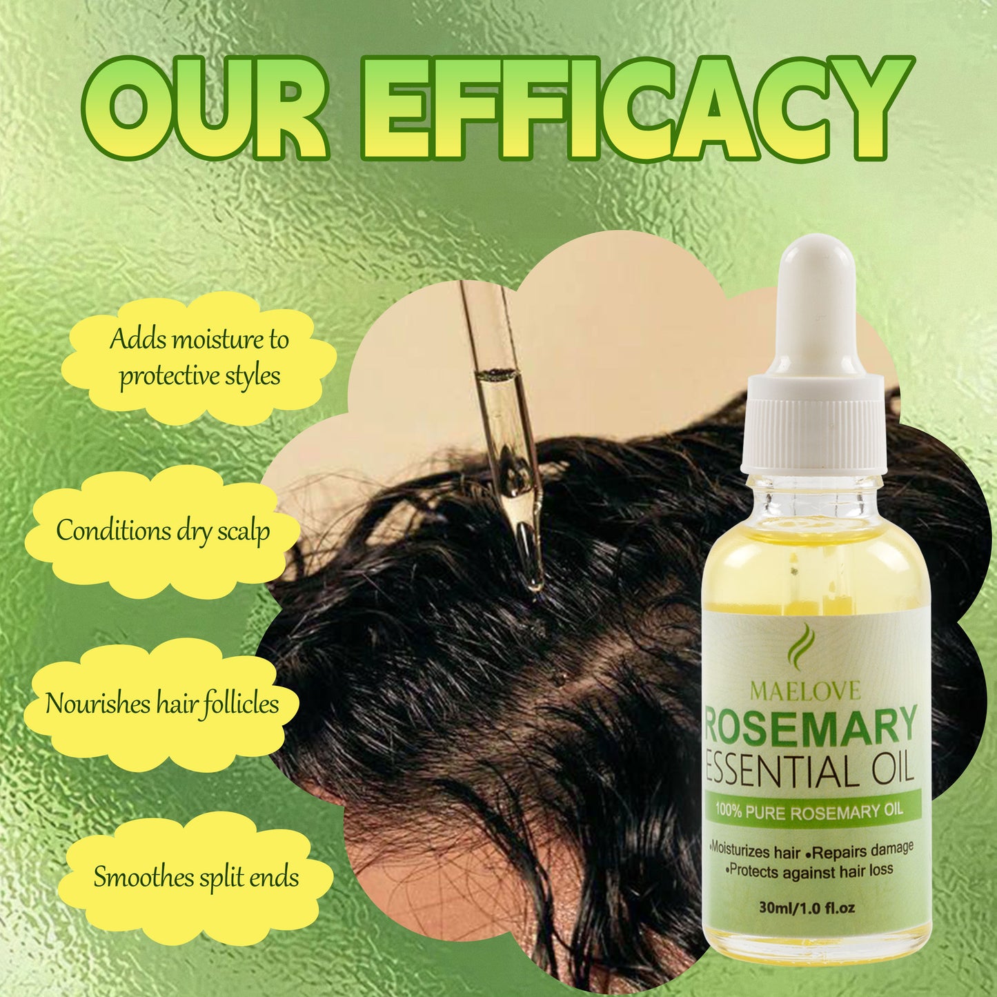 Maelove 30ml Organic Hair Growth Oil 100% Pure Natural Rosemary Essential Oil