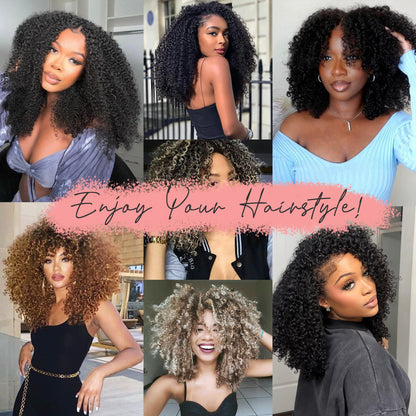 Maelove Kinky Curly Crochet Hair Natural Black Hand Made Feather Human Hair Extension