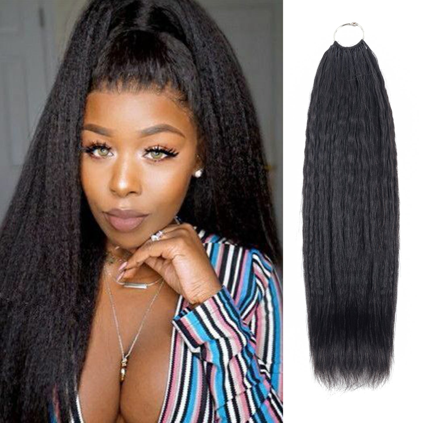 Maelove 1 Pack Handmade Feather Crochet Braid Natural Black Human Hair Extensions