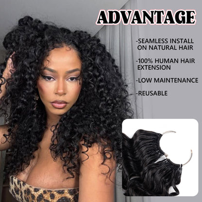 Maelove Deep Wave Crochet Hair Natural Black Hand Made Feather Human Hair Extension