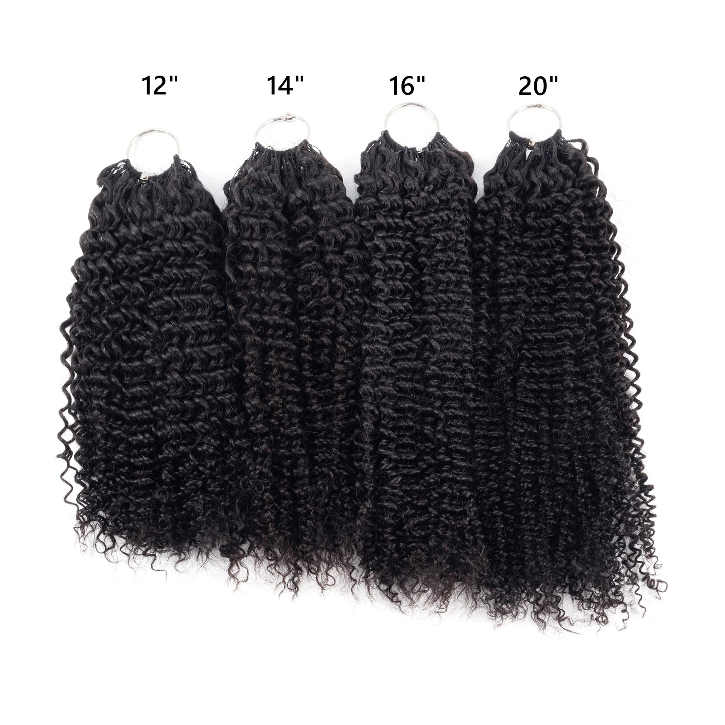 Maelove Kinky Curly Crochet Hair Natural Black Hand Made Feather Human Hair Extension