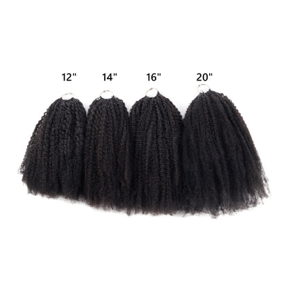 Maelove Soft Afro Kinky Curly Feather Crochet Braid Natural Black Wavy Human Hair Extensions