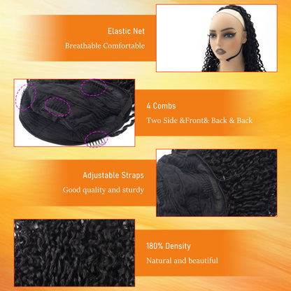 Wholesale 3 in 1 Half Wig Curly 180% Density Half Head Wig Curly Drawstring Seamless Clip In Human Wig No Glue