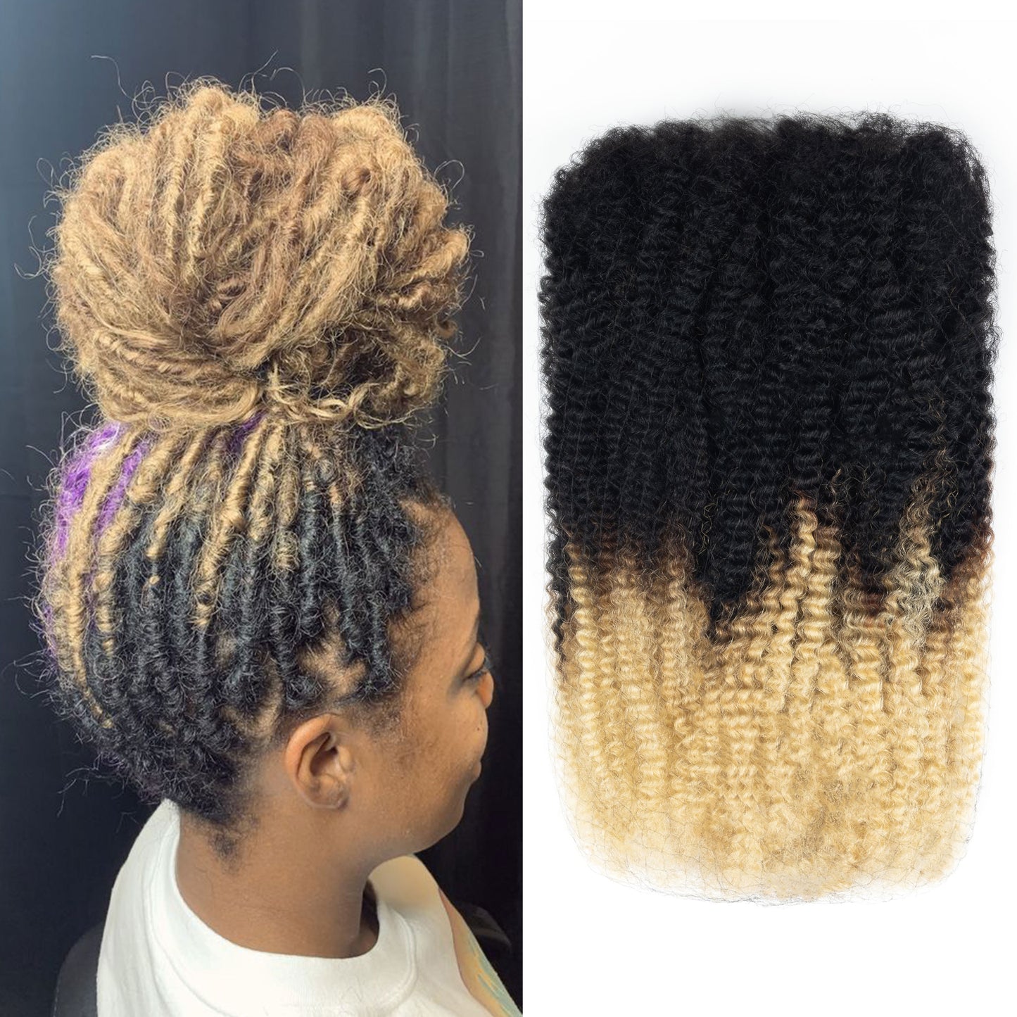 Maelove Highlights Multi Color Pre-Stretched Afro kinky Bulk For Braiding Dreadlock Hair