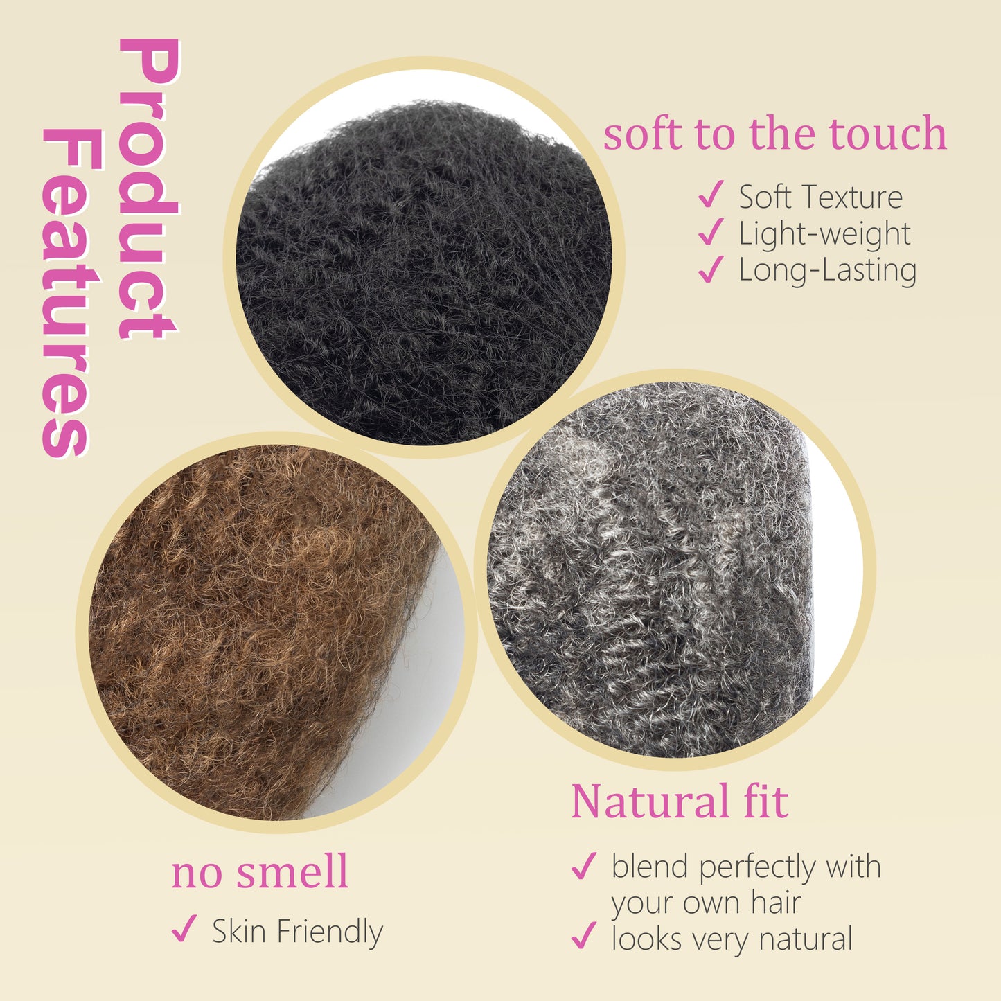 50g/pack Natural Black Afro Kinky Human Hair Extensions Customized Afro Kinky Bulk for Black Women