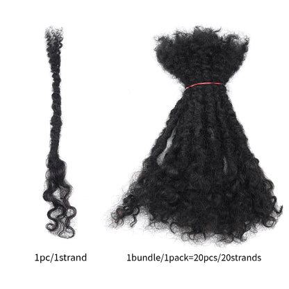 20strands/pack 0.6cm Curly End Tight Center Handmade Permanent Afro Kinky Reggae Dreadlocks Lisa Locs for Black Women