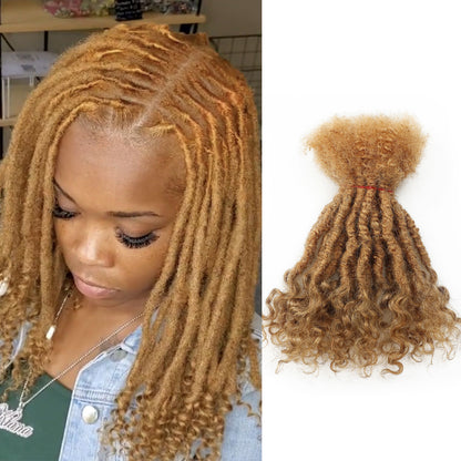 20strands/pack 0.6cm Curly End Tight Center Handmade Permanent Afro Kinky Reggae Dreadlocks Lisa Locs for Black Women