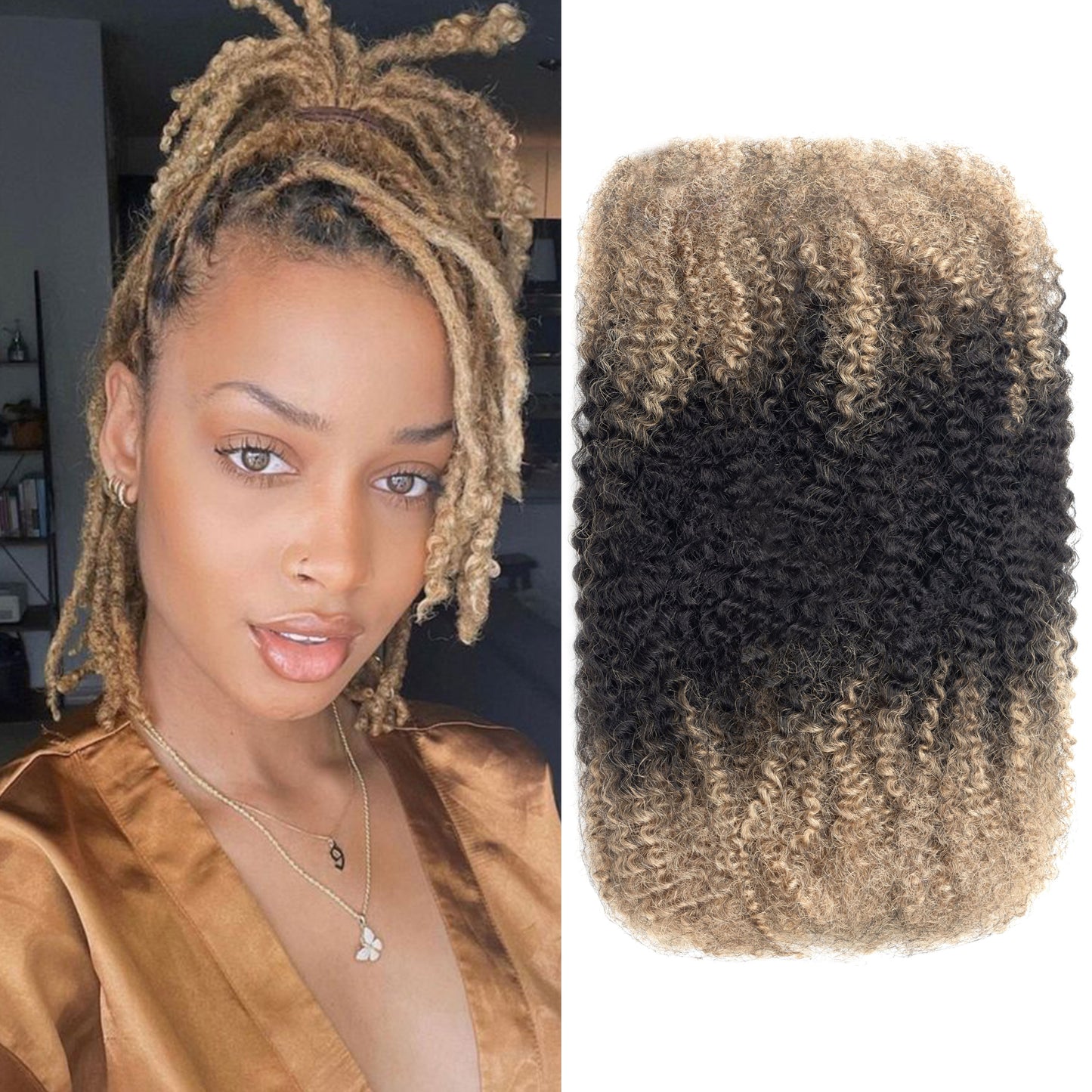 Maelove Highlights Multi Color Pre-Stretched Afro kinky Bulk For Braiding Dreadlock Hair