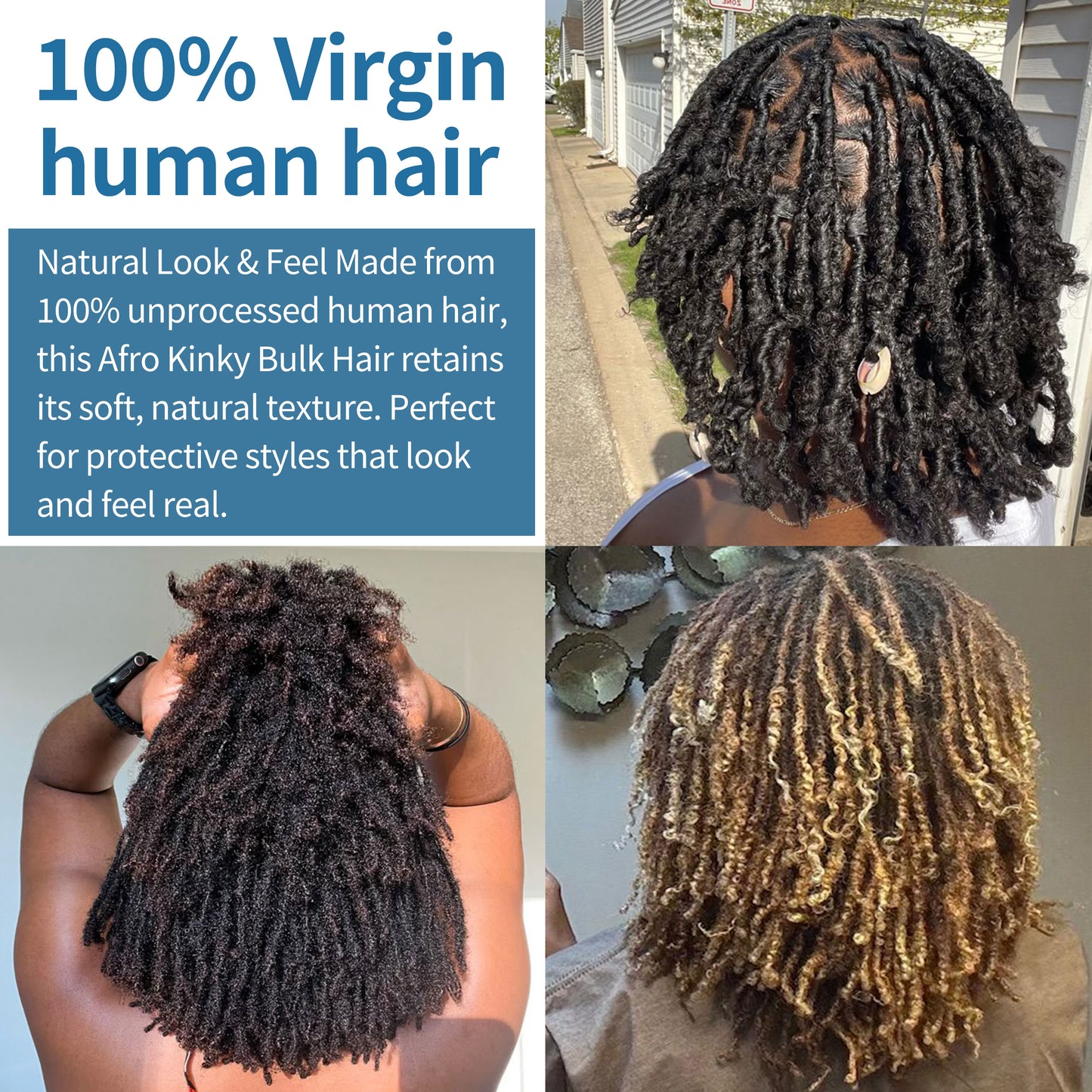 Maelove Highlights Multi Color Pre-Stretched Afro kinky Bulk For Braiding Dreadlock Hair