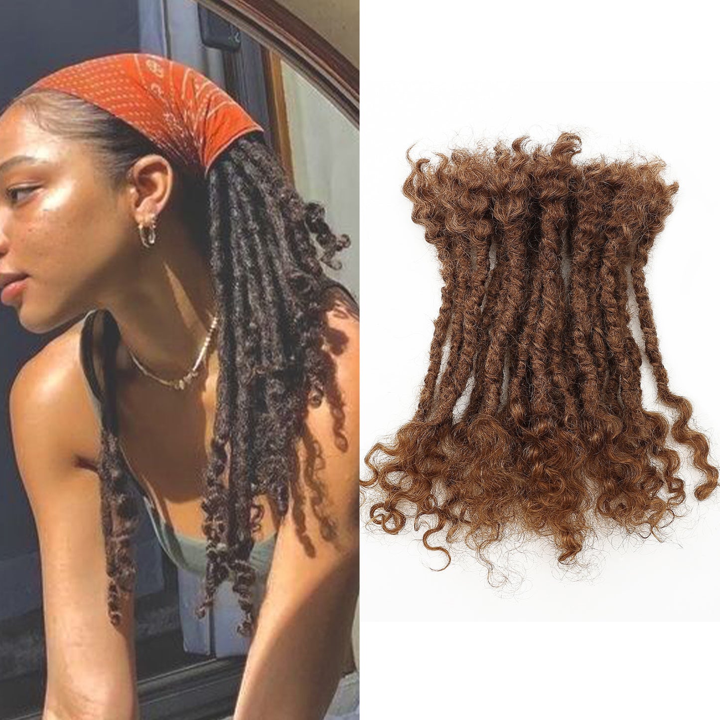 20strands/pack 0.6cm Curly End Tight Center Handmade Permanent Afro Kinky Reggae Dreadlocks Lisa Locs for Black Women