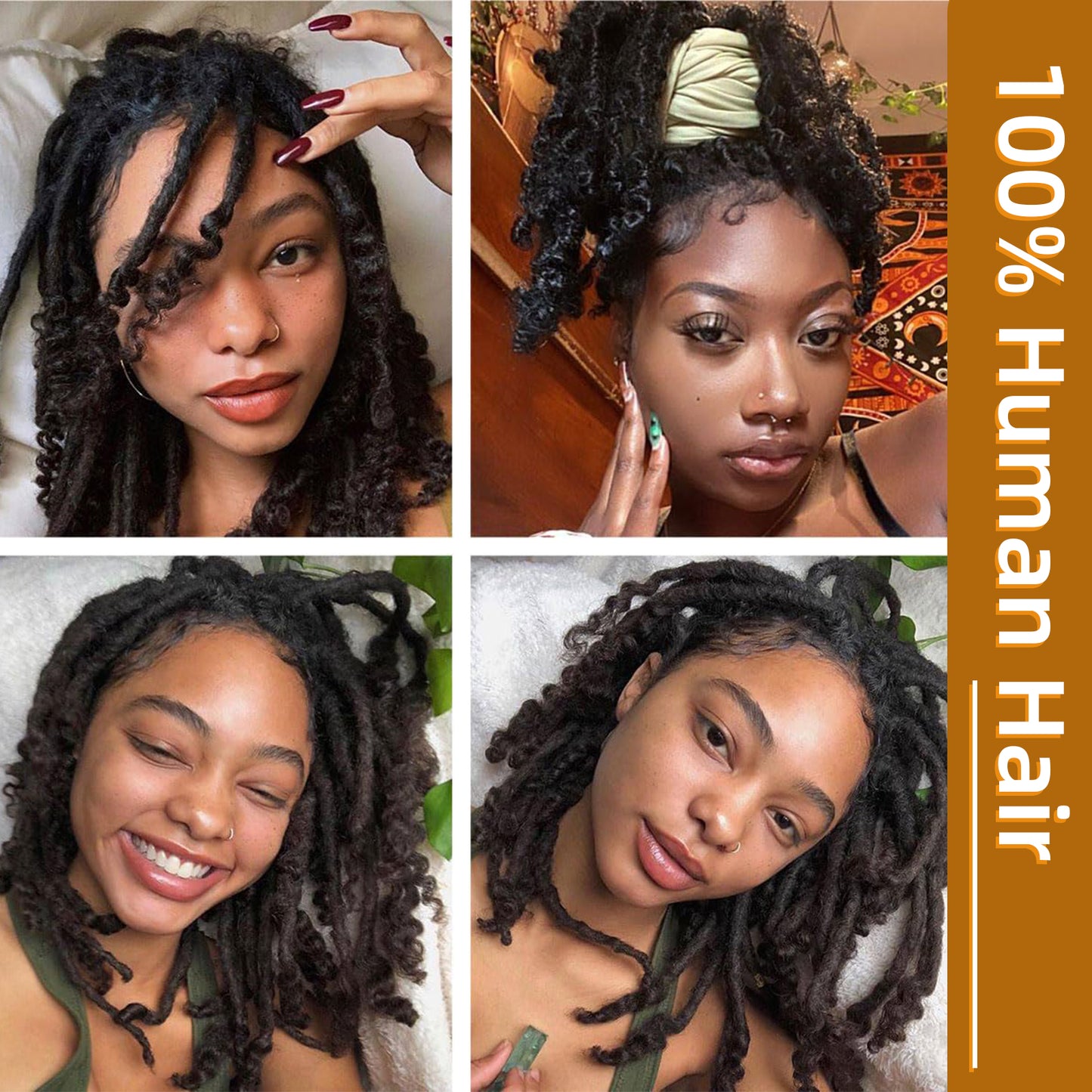 20strands/pack 0.6cm Curly End Tight Center Handmade Permanent Afro Kinky Reggae Dreadlocks Lisa Locs for Black Women