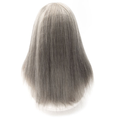 Pre Plucked Transparent 5x5 Hd Lace Front Wigs Glueless Yaki Straight Salt and Pepper Double Drown Human Hair Wigs for Woman