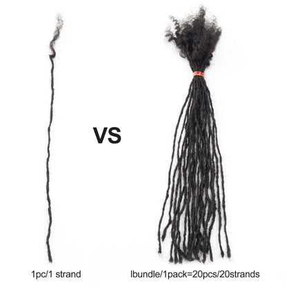 20Strands/pack Small Size Locs Extensions Interlocs Dreadlocks Extensions 100% Human Hair Handmade for Blackwoman