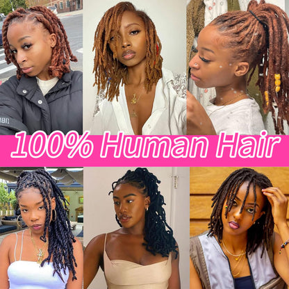 20strands/pack 0.6CM Human Hair Dreadlocks Soft Crochet Handmade Afro Kinky Dread Locs Extension for African