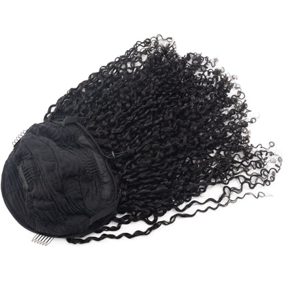 Wholesale 3 in 1 Half Wig Curly 180% Density Half Head Wig Curly Drawstring Seamless Clip In Human Wig No Glue
